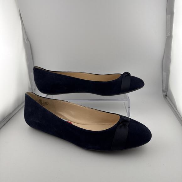 Nine West Benna Navy Blue Suede Leather Flats Ballet Slip on Pumps Size 7.5‎ NWB - Picture 3 of 8